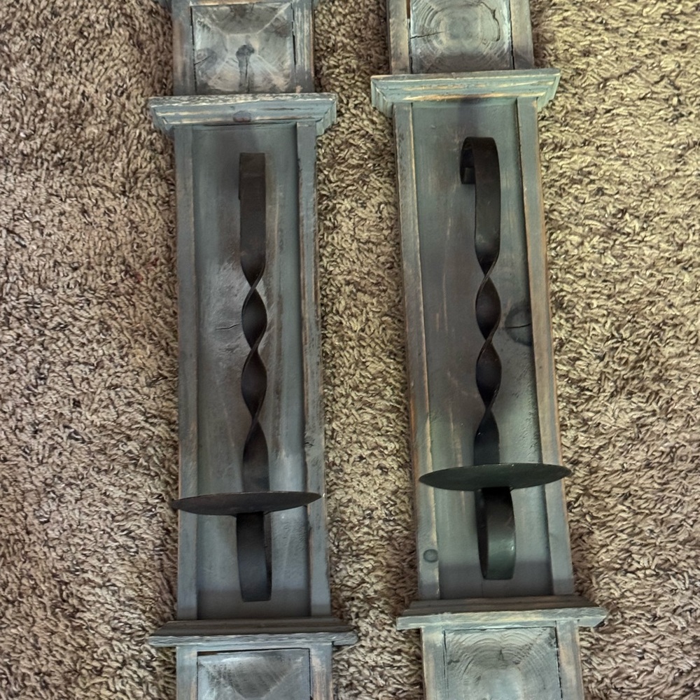 Hobby Lobby Distressed Black and Gray Candle Holders